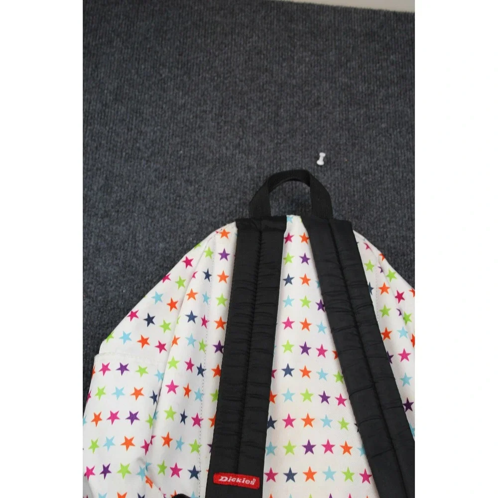 Dickies Star Print Backpack White Multicolor Canvas School Bag Y2K Retro